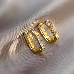 Orecchini a cerchio geometrici quadrati da donna, design minimalista elegante alla francese, orecchini versatili per feste. - Product Image 2