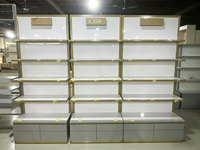Vitrine de présentation de maquillage professionnelle, écologique, durable, blanche, avec éclairage LED intégré pour salon de beauté, présentation de cosmétiques