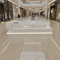 M & S Comptoir d'affichage de kiosque à parfums de petite taille pour centre commercial de luxe Vitrine de comptoir de magasin de beauté moderne avec barre lumineuse LED
