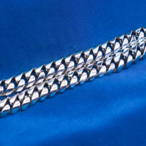 เครื่องประดับเงินแท้ 925 ของขวัญสุดพิเศษ สร้อยคอฮิปฮอปประดับโมอิสซาไนต์สั่งทำได้ - Product Image 4