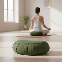 Coussin de méditation Zafu en coton biologique en forme de demi-lune, garni de sarrasin, pour le sol, le yoga, l'exercice et le soutien du sommeil