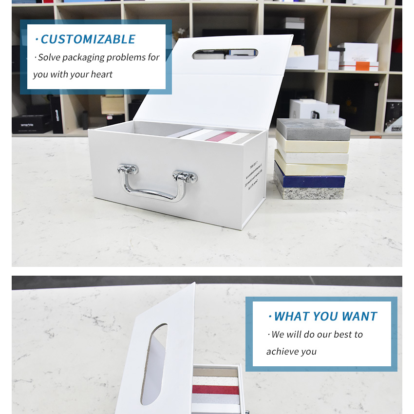 Muestra plegable personalizada de fábrica de cuarzo, vitrina de cartón plegable, almacenamiento de baldosas de cerámica, caja de cartón de papel, caja de piedra magnética