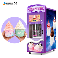 Mesin Penjual Es Krim Soft Serve Otomatis dengan Pilihan Topping Selai Buah dan Pengisian Cup Otomatis, Rasa DIY Komersial