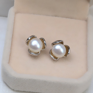 Pendientes de Plata S925 Wenchi, Personalizables, con Diseño de Copo de Nieve, Accesorios DIY, Bandeja Vacía para Incrustar 6-10 Perlas, Modelo 951 - Product Image 1