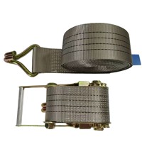 Sangle d'arrimage à cliquet pour cargaison, 5 tonnes, 10 m, 2 pouces, polyester, robuste, double crochets en J