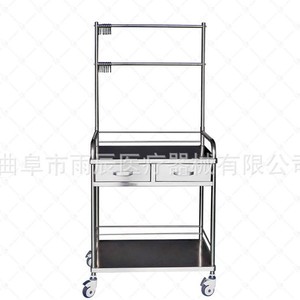 Carrito de apósitos médicos Xinyuchen de 670x450x900mm de doble capa con cubo para uso hospitalario - Product Image 3