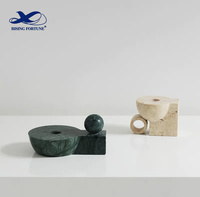 Porte-bougie en marbre noir gris naturel en gros, pot à bougie avec couvercle