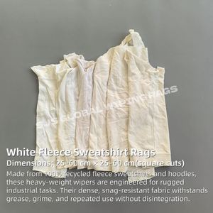 Chiffons en coton recyclé, chiffons en molleton blanc, morceaux coupés, 10 kg de chiffons en coton blanc, 8 kg de chiffons en coton blanc - Product Image 2