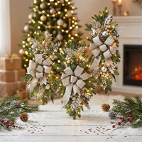 Guirlande de Noël AYOYO pour escalier, décoration de porte d'entrée en rotin, style nordique de luxe, écologique, faite à la main