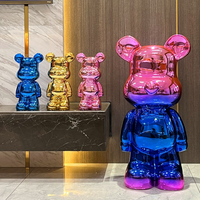 Statue d'art moderne en résine, grand format, motif ours 'Violent Bear', style dessin animé, tirelire décorative pour la maison, sculpture d'art animé