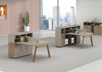 Mobilier de bureau moderne ouvert modulaire pour 2 4 6 personnes avec poste de travail Table de bureau design avec pieds en métal et cuir