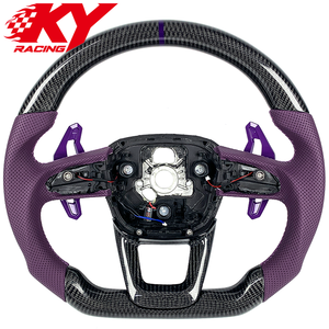 Volante personalizado de fibra de carbono y cuero morado con levas de cambio moradas para Audi A4 A5 A6 A7 S3 S4 S5 S6 S8 RS3 RS4 RS7 - Product Image 1