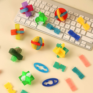 Transparent <b>Plastic</b> Kongming Lock Puzzle Building <b>Blocks</b> For Kids Educational Assembly Toy 5-7 Years Old Unisex - Product Image 2