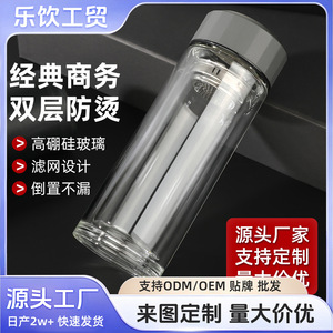 Double Wall High Borosilicate Glass Tea Cup With Infuser For Office And Business Gifts - Product Image 4