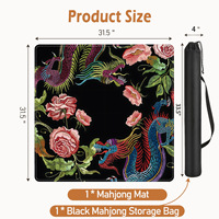 Tapis de mahjong de style chinois en caoutchouc naturel, pliable, antidérapant, imprimé, avec réduction du bruit pour tables