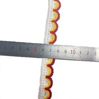 Dentelle en polyester multicolore arc-en-ciel de 16 mm, style tricoté à la main, avec bordure en crochet et détail ondulé pour vêtements, artisanat et textiles de maison
