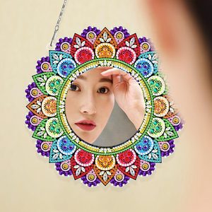 Miroir de peinture de diamant de mandala, kits de miroir de peinture de diamant de bricolage, miroir d'art de diamant pour des <span class=keywords><strong>adultes</strong></span> enfants décor de table de mur de maison - Product Image 6