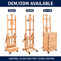 Chevalet de studio professionnel en H pliable à 90 degrés avec porte-pinceaux en bois de hêtre allemand, vente en gros, OEM, ODM, usine certifiée FSC ISO