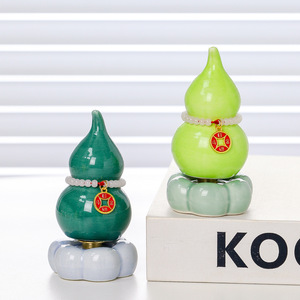 Ornement en céramique en forme de gourde multicolore, décoration de bureau Feng Shui pour la maison, le bureau, cadeau - Product Image 4