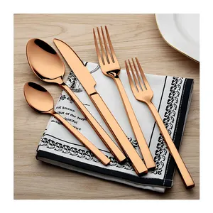 Factory custom logo luxury cutlery set modern spoon fork and knife set silver stainless steel cutlery set