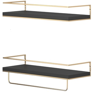 Set di 2 Mensole da Parete con <span class=keywords><strong>Portasciugamani</strong></span>, Scaffali Decorativi <span class=keywords><strong>per</strong></span> <span class=keywords><strong>Bagno</strong></span>, Mensole Fluttuanti <span class=keywords><strong>per</strong></span> Arredamento Cucina - Product Image 1