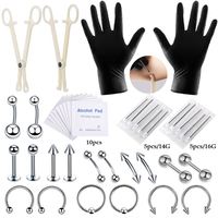 Ensemble de Machine à tatouer Piercing professionnel Zircon ventre langue Tragus sourcil mamelon lèvre nez anneau Kit de Piercing en acier inoxydable