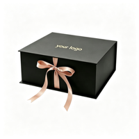 Boîte cadeau en carton magnétique pliable faite à la main avec étiquette personnalisée, boîte d'emballage pour vêtements, boîte pliable avec ruban