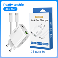 Chargeur rapide USB-C GaN 20W PD 3.0 PPS avec câble TPE Type C vers Type C de 1,2 m pour iPhone 17 16 15 Samsung Galaxy S26 S25