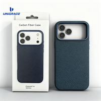 Coque de téléphone magnétique UNIGRACE en cuir de qualité supérieure avec texture en fibre de carbone pour Iphone 12 13 14 15 16 17 air Pro Max