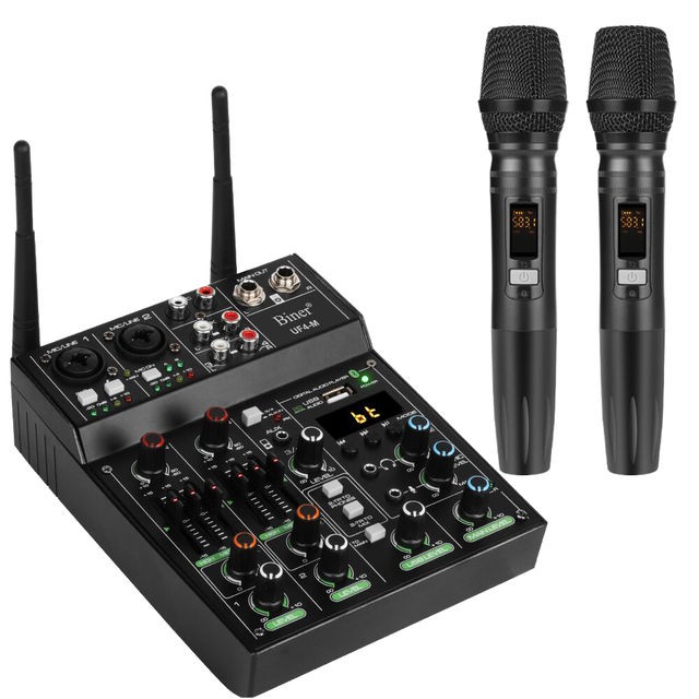 Professional Wireless Microphone USB DJ Controller/Audio Console Mixer Portable Mini DJ Mixer Audio Professional Microphones