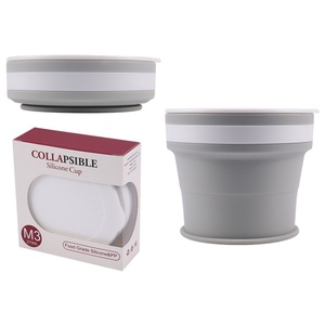 Tasse à café pliable en silicone 270ml 9oz personnalisable tasse de voyage réutilisable écologique avec couvercle sécurité au micro-ondes de randonnée en plein air - Product Image 1