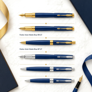 Matte Blue Custom Logo Parker Aster Ball <b>Pen</b> <b>Gold</b> Clip Metal Durable Long Lasting Promotional Office Writing Gift Laser - Product Image 1
