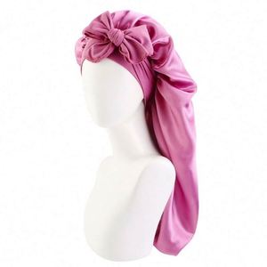 Bonnet de nuit et de protection capillaire long en satin avec logo personnalisé et queue ajustable pour femme adulte, idéal pour une utilisation quotidienne en extérieur, toutes saisons - Product Image 5