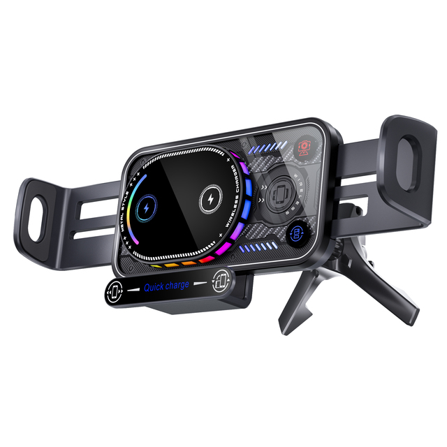 Mobile Phone Accessories Car Phone Holder Wireless Charger Mount With RGB 15W Fast Charging for iPhone for Samsung Fold Bracket