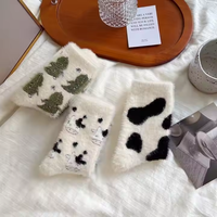 Atmungsaktive Crew-Socken aus Nerzvelours für Damen, Warme Dicke Cartoon-Winter-Plüsch-Haussocken