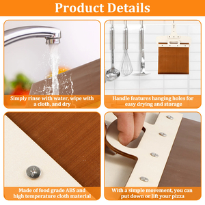 Juego de espátula antiadherente para pizza y bandeja para hornear-Pala deslizante para horno para cocina, pasteles, postres - Product Image 5