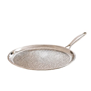 Teglia per <span class=keywords><strong>Pizza</strong></span> <span class=keywords><strong>in</strong></span> Titanio con Motivo Martellato, <span class=keywords><strong>in</strong></span> Acciaio Inossidabile 304, Spessa a Tre Strati, con Fondo Piatto, per Pancake e Uova Fritte - Product Image 1