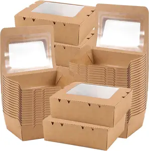 Emballage en papier kraft à fenêtre Offre Spéciale boîte à emporter pour nouilles salade poulet frites collation