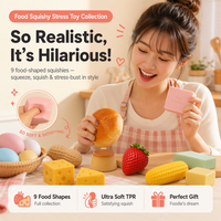 Ensemble de jouets anti-stress souples en forme d'aliments, en matériau TPR, à remontée lente, à presser, motifs beurre, fromage, fraise, maïs, pour garçons