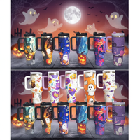 Tasses isothermes en acier inoxydable de 40 oz avec motif fantôme et citrouille d'Halloween, 45 couleurs, avec poignée, pour les fêtes