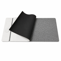 Tapis de bureau magnétique sans fil 2-en-1 personnalisé en cuir et feutre avec compartiment central, grand tapis de souris de bureau