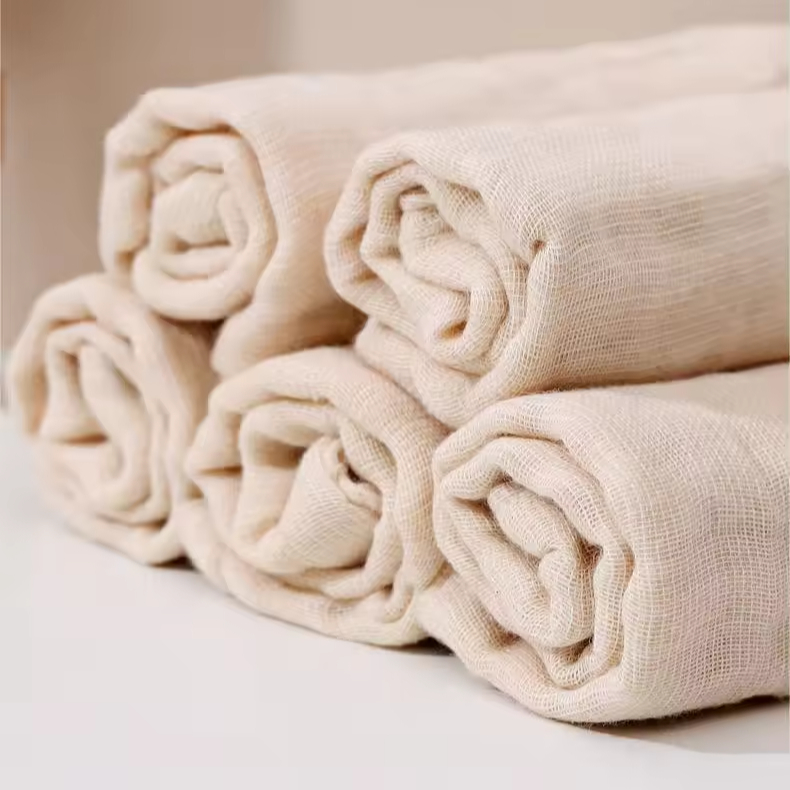 Organic Colored Cotton Fluffy Absorbent 2-Gauze Face Towels Pure Thickened Cotton for Adults Square Scarf   Handkerchiefs