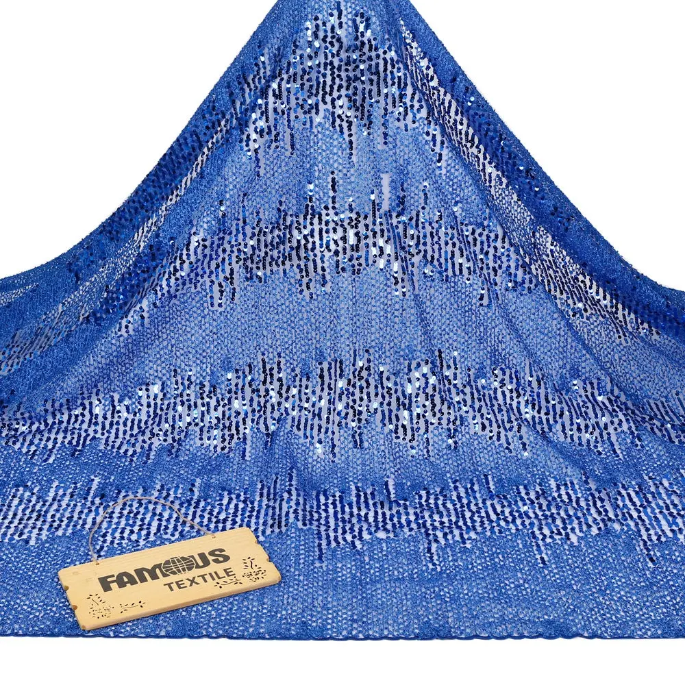 latest lace fabric for nigerian party french laces fabrics high quality tulle african royal blue sequins embroidery fabric