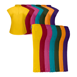Unisex stand-yaka kolsuz ameliyathane elbise hemşire doktor fırçalayın üst Set güzellik Spa hastane kullanımı ayrı iş elbisesi - Product Image 4