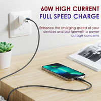 Câble de charge rapide USB C vers USB C 60W PD, 1m, flexible, en nylon tressé, type C, cordon d'alimentation OEM, accessoires pour téléphone portable