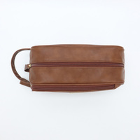 Trousse de Toilette de Voyage Carrée Minimaliste en PU Couleur Unie avec Fermeture Éclair pour Hommes – Grande Trousse de Rasage Portable et Trousse de Maquillage