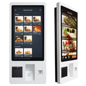 Duvara monte kapasitif dokunmatik ekran ödeme terminali kiosk kendi kendine servis sipariş makinesi için restoran