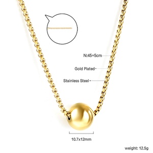 Collares de Moda con Baño de Oro de 18K, Cadenas Personalizadas de Acero Inoxidable, Collares con Colgante de Bola Flotante para Mujer - Product Image 2