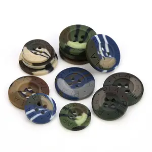 Manufacturer's Resin Buttons Supplier For Camouflage Uniform Labor Clothes Four eye Plastic Buttons Green Factory