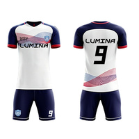 Kaos Sepak Bola Dewasa Unisex Amerika yang Dapat Disesuaikan - Setelan Atasan Poliester Cepat Kering dengan Cetakan Transfer Panas Pola Solid Lengan Pendek